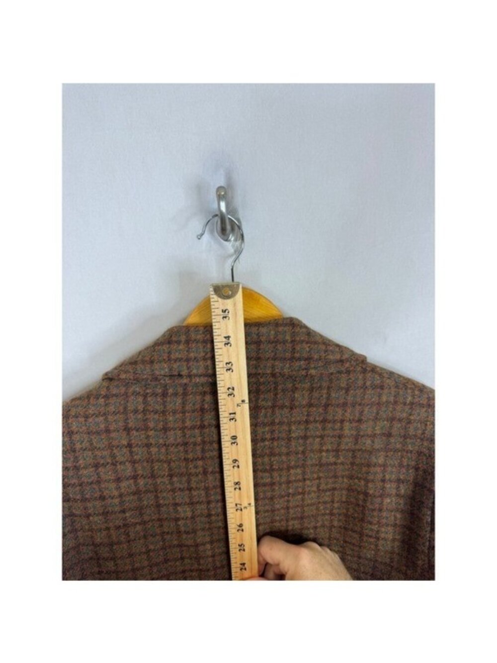 Vintage 70s Target Canada Brown Plaid Wool Orlon Pile Lined Car Coat Mens 38 - Picture 13 of 14
